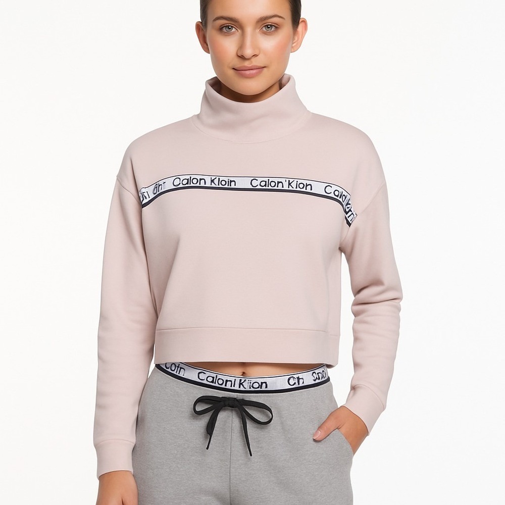 Calvin Klein Performance Women's Double-Stripe Logo Pullover Pink Size S